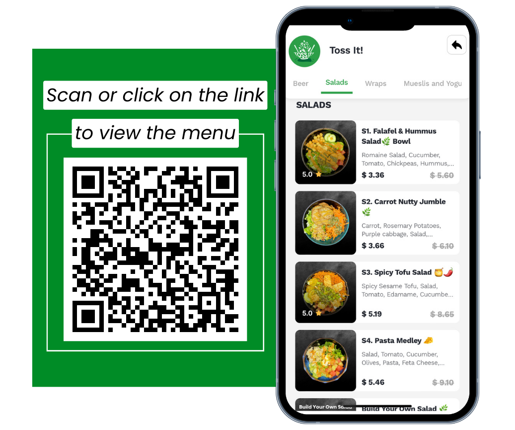 Toss it qr menu